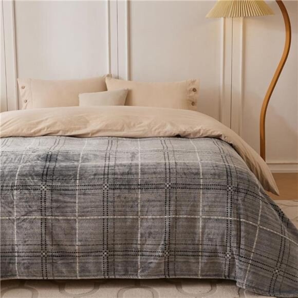 Super Soft Fleece Throw Blanket Checkered Cozy Lightweight Warm Blanket for Wome - Picture 3 of 6